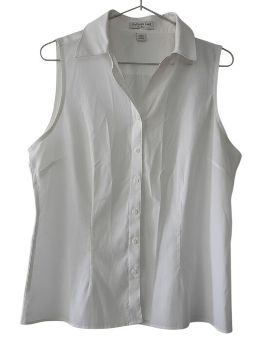 Coldwater Creek Tops - Coldwater Creek Sleeveless No-Iron White Button-Down Shirt - Size Medium